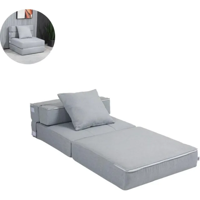 GranMaison Slaapstoel - Uitklapbaar - Slaapbank - Logeerbed - Zetelbed - Slaapfauteuil - Vouwbed - 1 persoons - Zeer comfortabel - Lichtgrijs