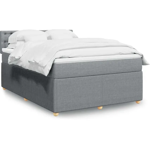 vidaXL Boxspring met matras stof lichtgrijs 140x190 cm grijs