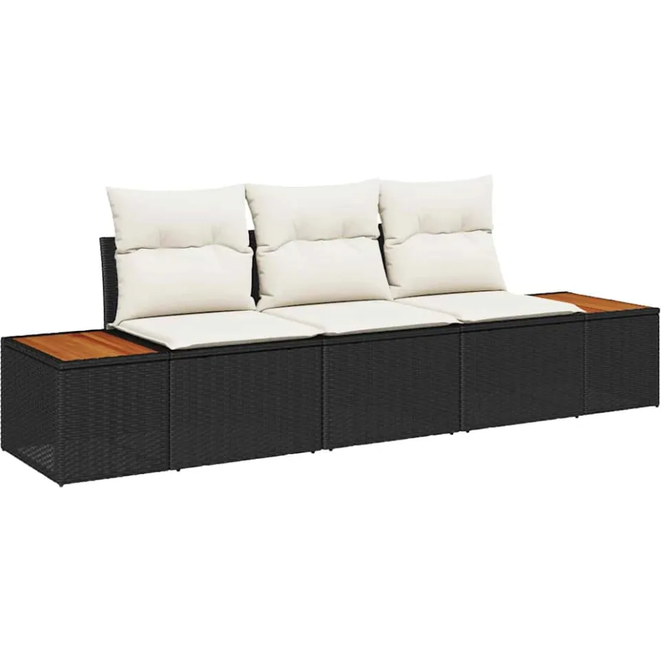 vidaXL Tuin Sofa Set 3 st Zwart poly rattan