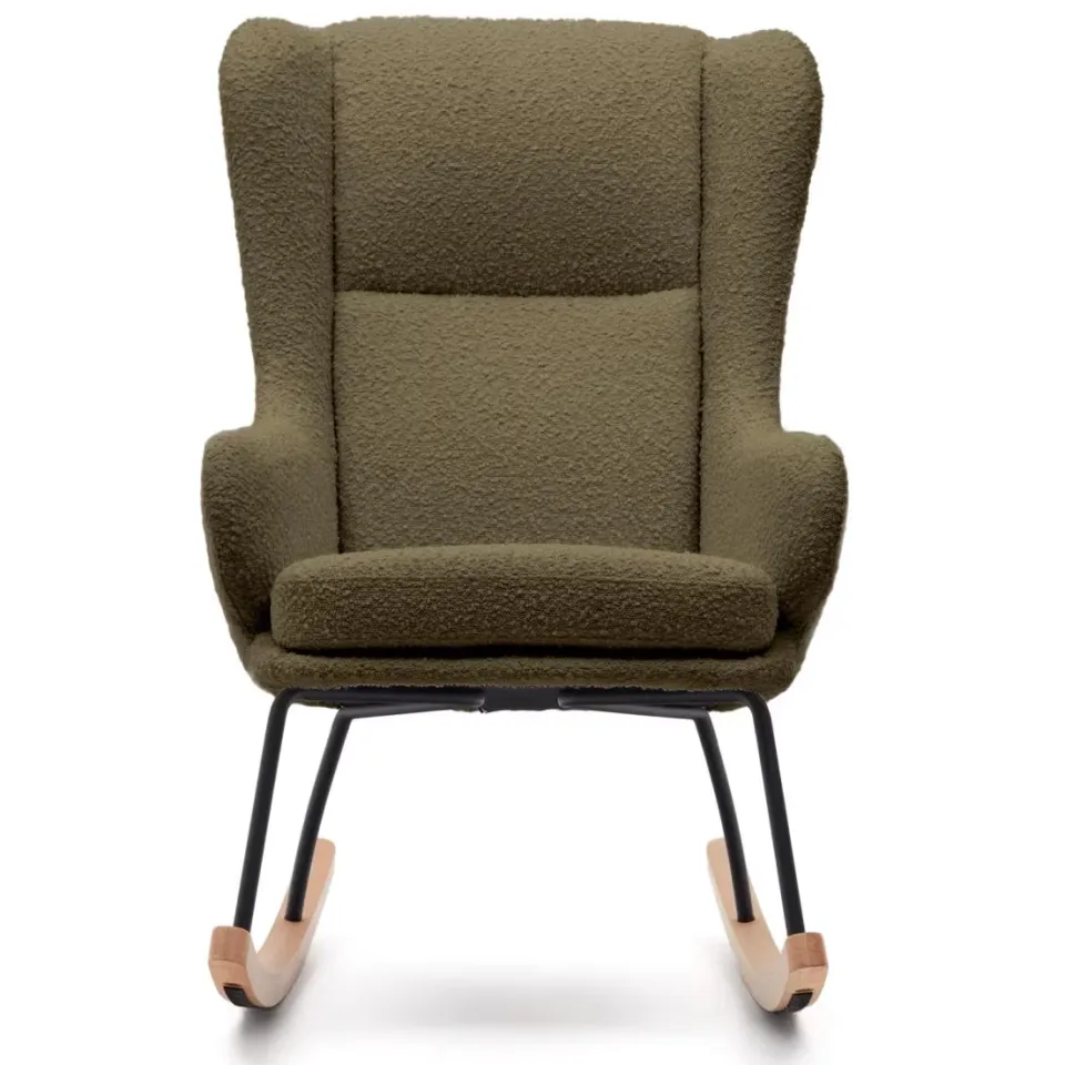 Kave Home schommelstoel Maustin bouclé groen, foto 5