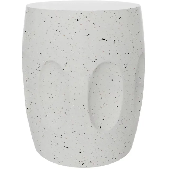 Bolt Edge Betonnen Bijzettafel - Voor Tuin, Balkon of Woonkamer - Decoratief Accent met Faux Terrazzo - Lichtgewicht en Uniek Design Wit