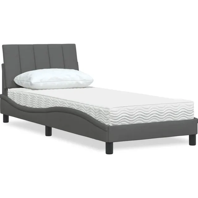 vidaXL Bed met matras "Hanko" stof donkergrijs 80x200 cm