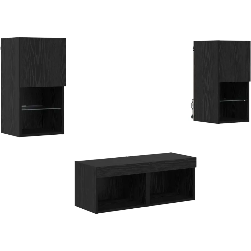 vidaXL TV Wandkasten 4 st Zwart Eiken Bewerkt hout, foto 3