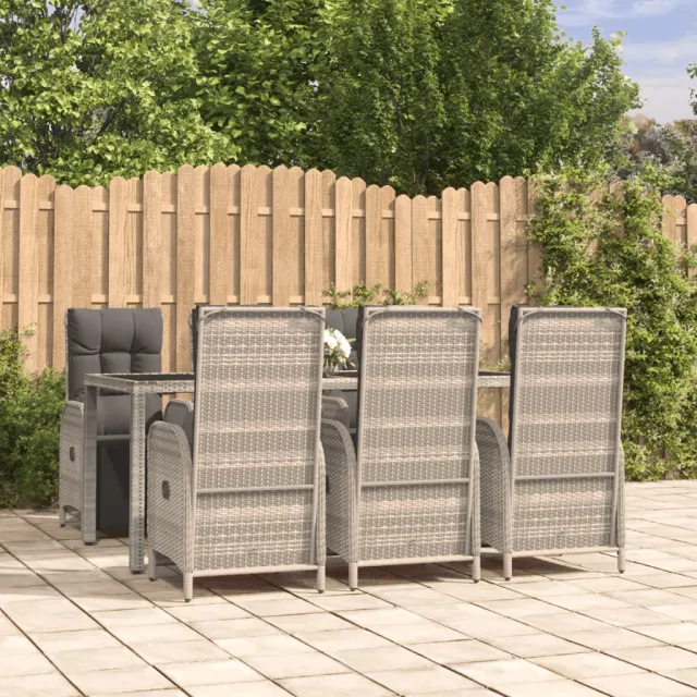 vidaXL 7-delige Tuinset met kussens poly rattan grijs, foto 2