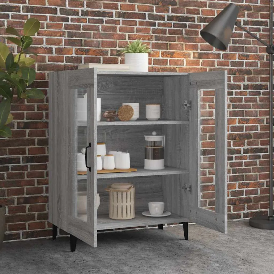 vidaXL Dressoir 69,5x34x90 cm bewerkt hout grijs sonoma eikenkleurig, foto 3