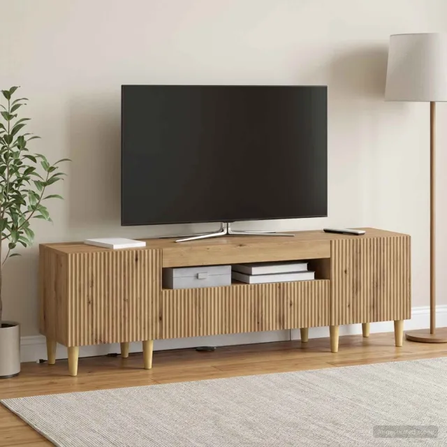 vidaXL LED tv-meubel ARNHEM 153 x 35 x 43 cm Artisanaal eiken, foto 2
