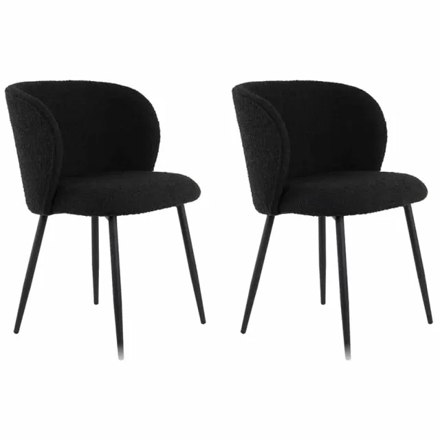 Eetkamerstoel Elyna boucle zwart | set van 2