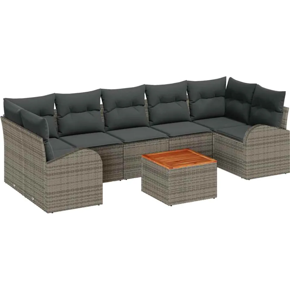 vidaXL Tuinbankenset 8 st Grijs poly rattan