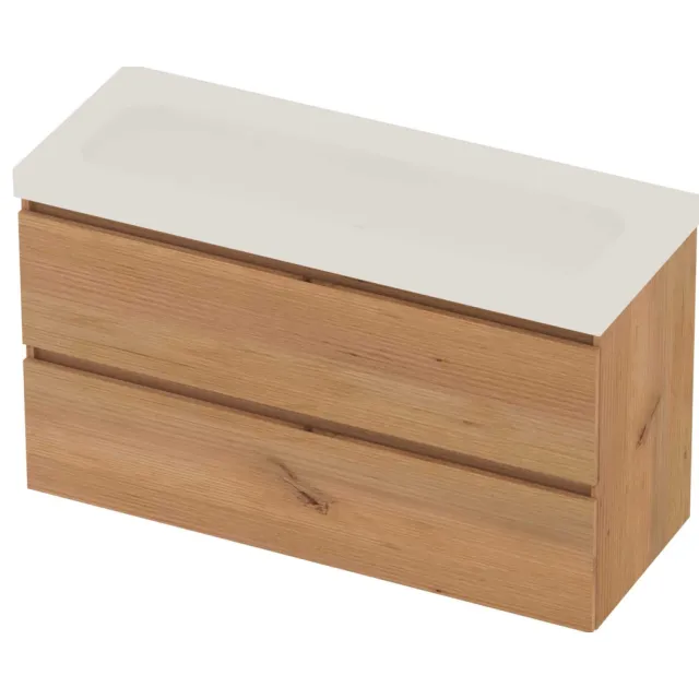 Basic-Line Moby 46 Badmeubelset Polystone 120x46x66 cm M46MWCWO1200 Whisky Oak Mat Wit