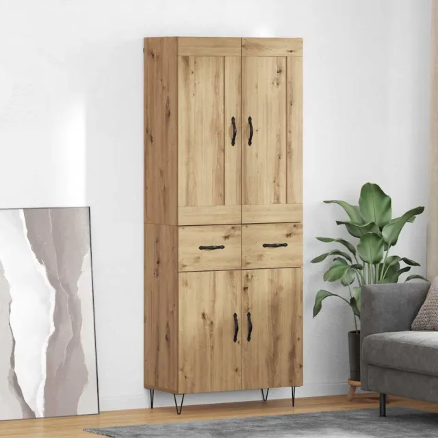 vidaXL Hoge kast Artisan Eiken 69,5 x 34 x 180 cm Bewerkt hout Bruin
