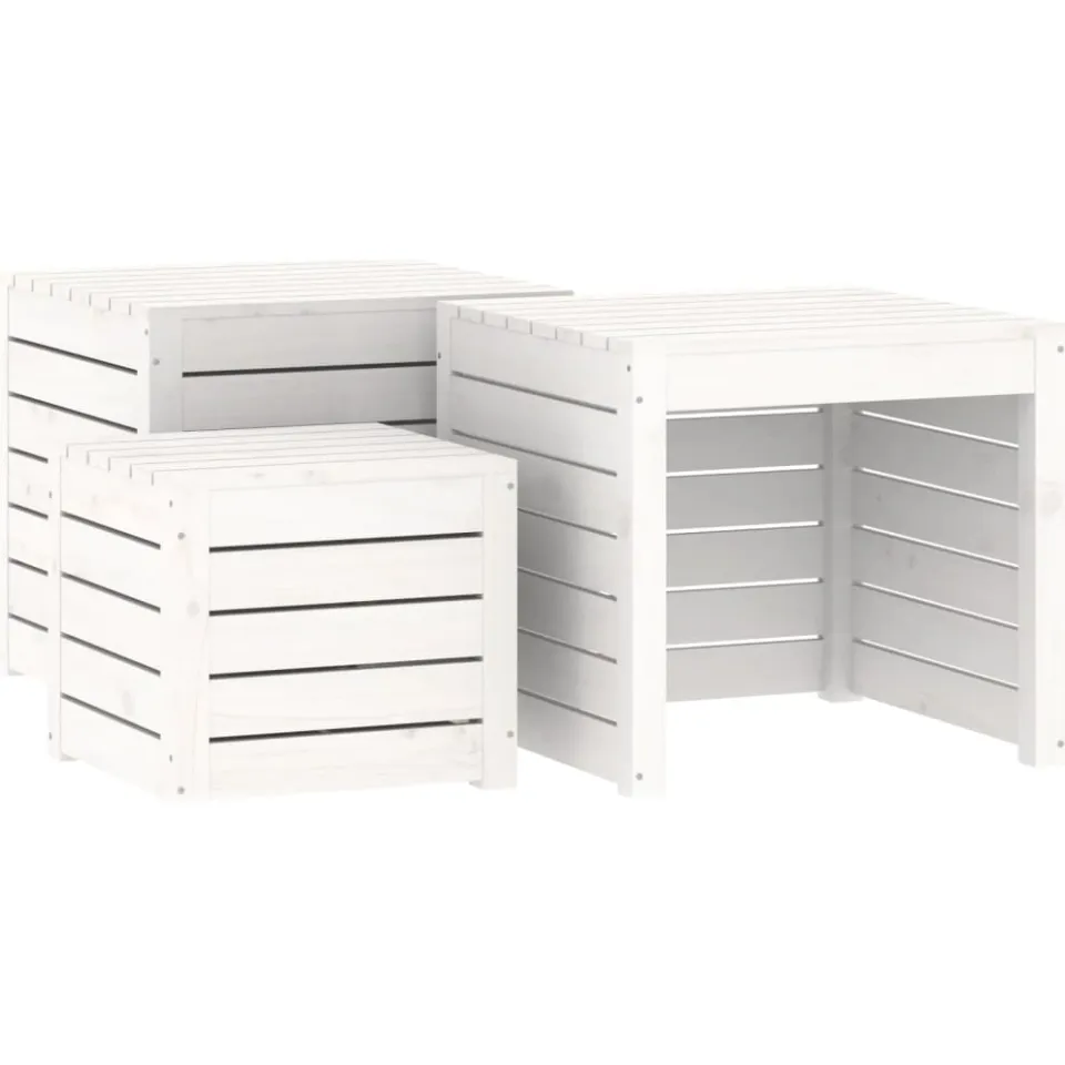 vidaXL 3-delige Tuinboxset massief grenenhout wit, foto 3