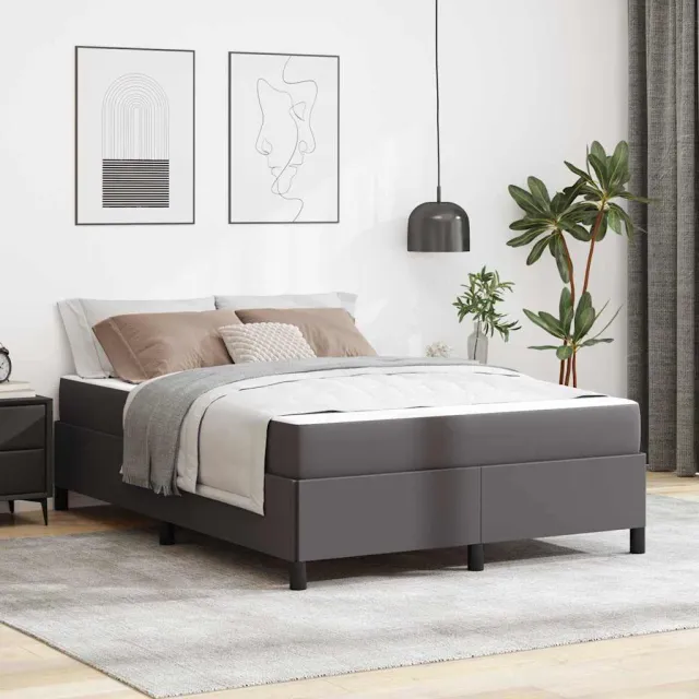vidaXL Bedframe met matras Grijs 140 x 190 cm Stof