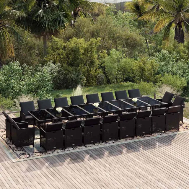 vidaXL 21-delige Tuinset met kussens poly rattan zwart, foto 2