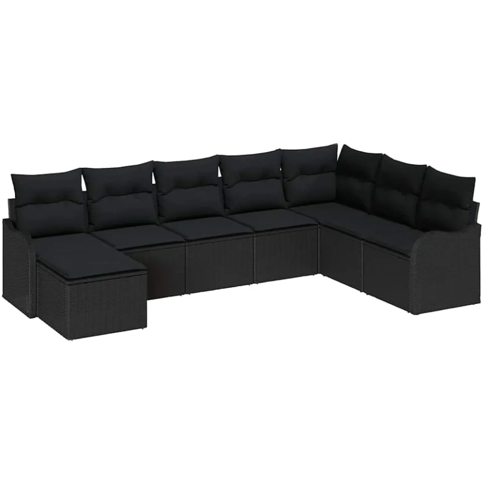 vidaXL Tuin Sofa Set 8 st Zwart poly rattan