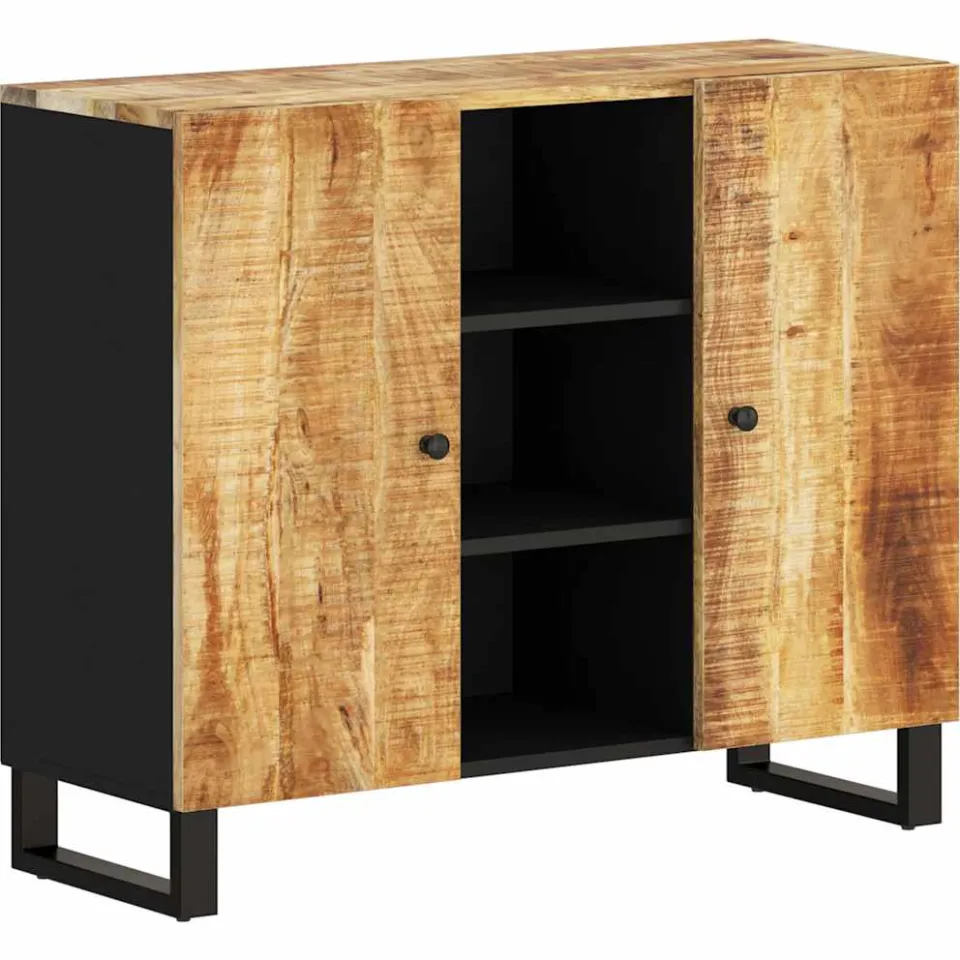 vidaXL Dressoir met 2 deuren 90x33x75 cm massief mangohout bruin, foto 3