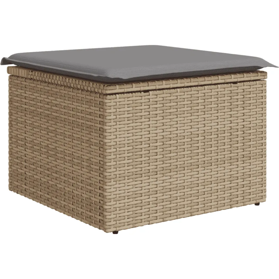 vidaXL 6-delige Loungeset met kussens poly rattan beige