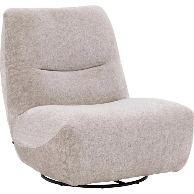 Goossens Draaifauteuil Ivy - Stof - Beige - Draaibaar stof fijn geweven naturel