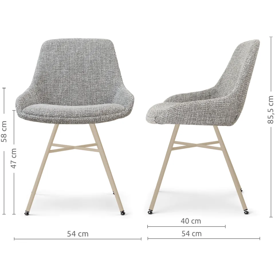 Nolon Noa-Isa eetkamerstoel grijs blend - beige onderstel, foto 2