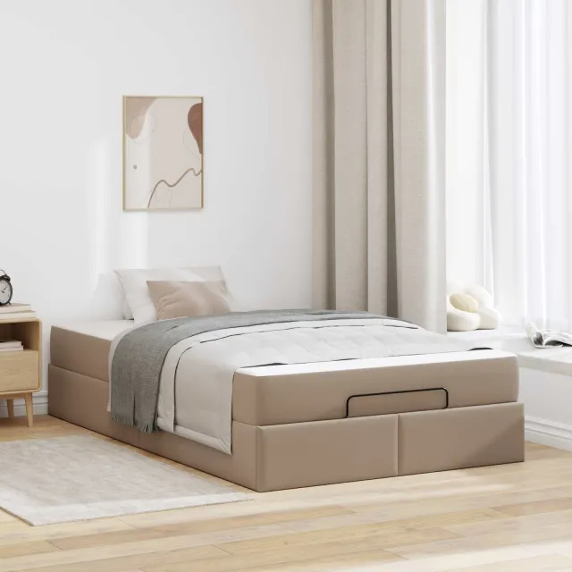 vidaXL Bedframe met matras Anders 2 st Tan PVC
