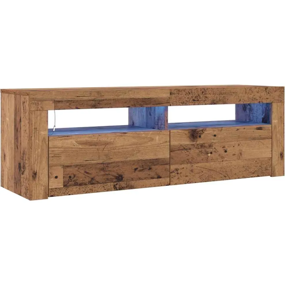 vidaXL Tv-meubel met LED 120x35x40 cm bewerkt hout oud hout bruin