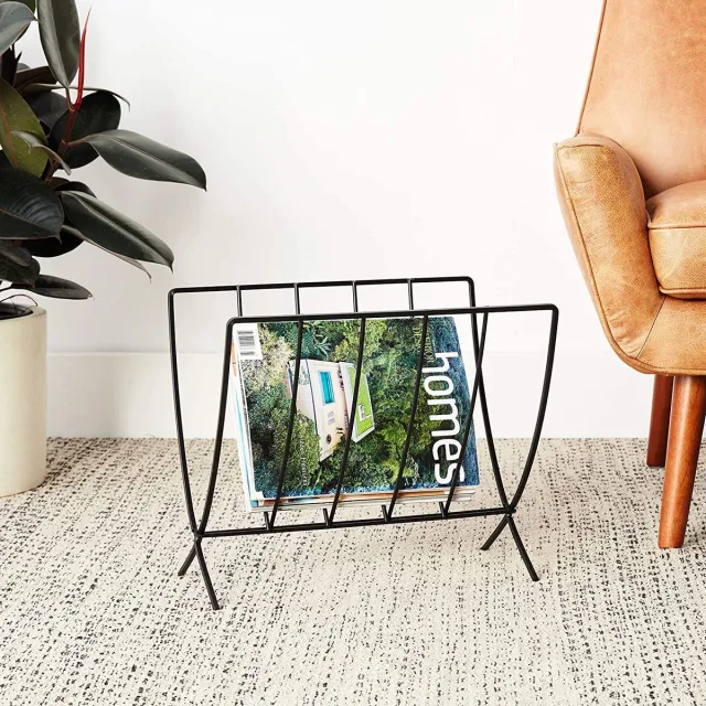 Spieringstore® Tijdschriftenhouder - Krantenbak - Magazinehouder - Tijdschriftenrek - Lectuurbak - Vouwbaar - RVS Zwart