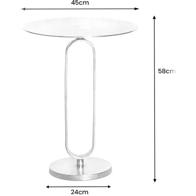 Invicta Interior Ronde bijzettafel ELEGANCE 60cm zilver metaal aluminium handgemaakt - 43614 Zie omschrijving