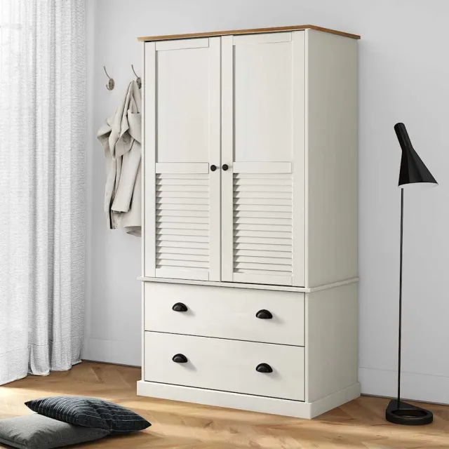 vidaXL Kledingkast VIGO 90x55x170 cm massief grenenhout wit, foto 2