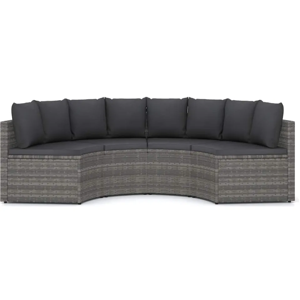 vidaXL 4-delige Loungeset met kussens poly rattan grijs