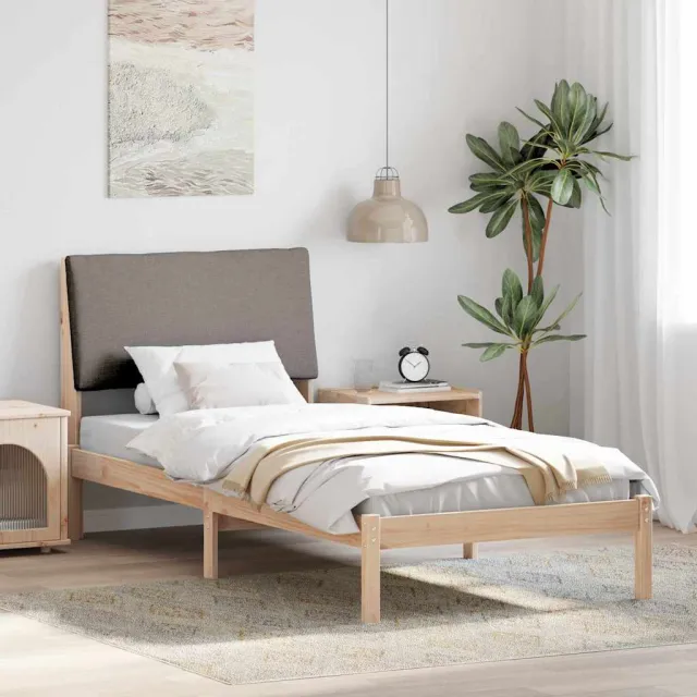 vidaXL Bedframe Bruin en taupe 100 x 200 cm Massief grenenhout
