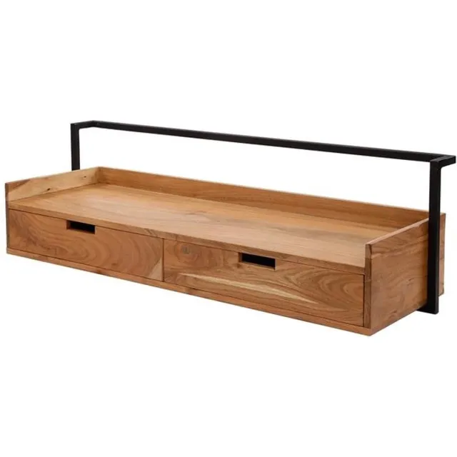 Dimehouse Zwevend Bureau Industrieel Naomi Acaciahout 2 lades 120x38x37 cm Bruin