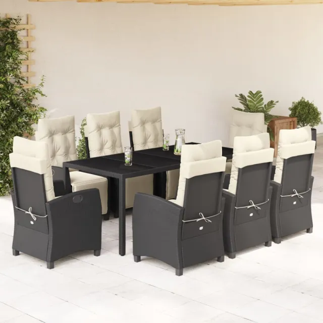 vidaXL 9-delige Tuinset poly rattan zwart, foto 2