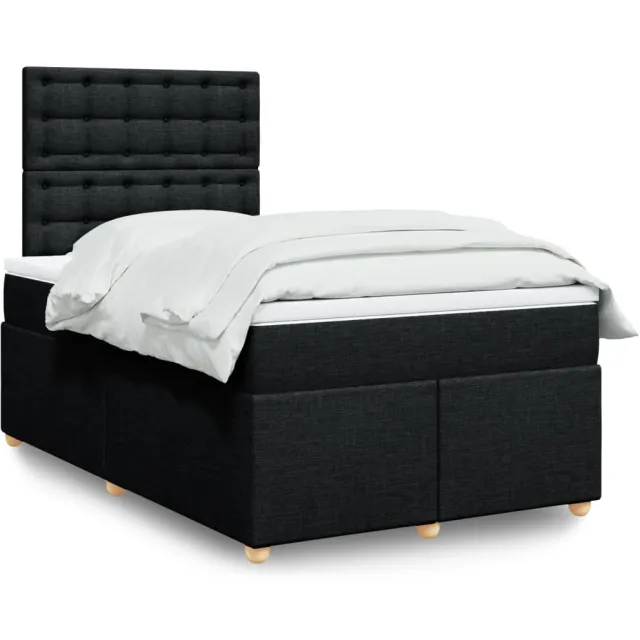 vidaXL Boxspring met matras stof zwart 120x190 cm