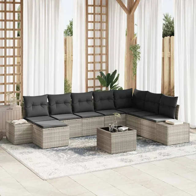 vidaXL Tuin Sofa Set 8 st Lichtgrijs poly rattan, foto 2