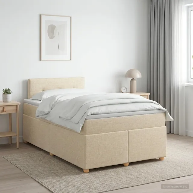 vidaXL Boxspringbed met matras Crèmekleurig 120 x 190 cm Stof