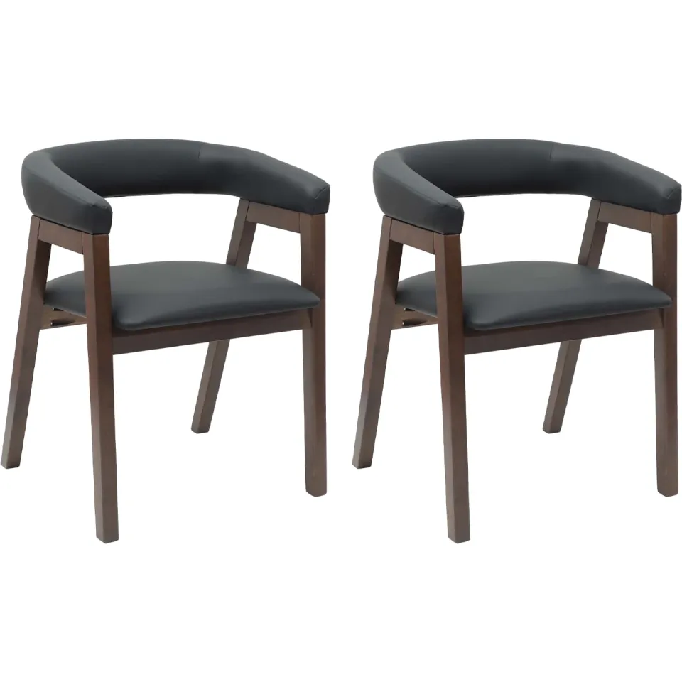 vidaXL Eettafelstoelen 2 st Massief Rubberhout Licht Bruin