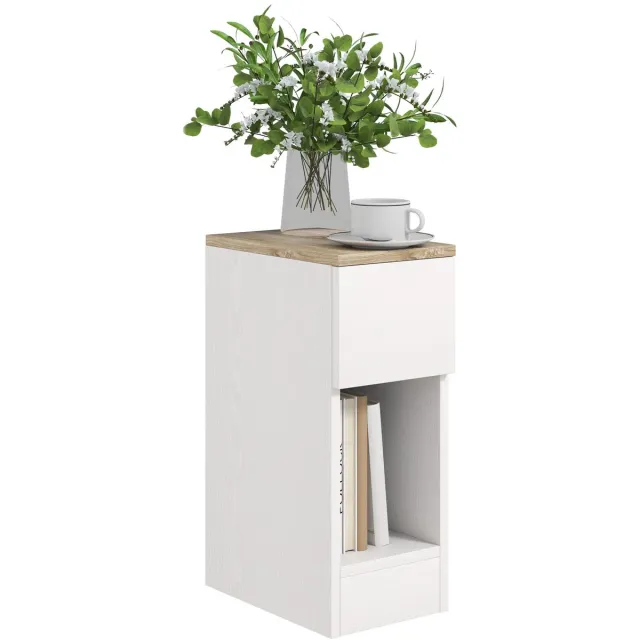 Jurrys Nachtkastje - Bijzettafel - Bedtafel - Opberkastje - Decoratiekastje - Multifunctioneel - Compact - Wit - 20X30X50 Cm