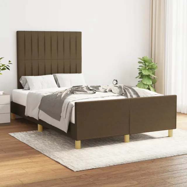 vidaXL Bedframe zonder matras 120x190 cm stof donkerbruin bruin