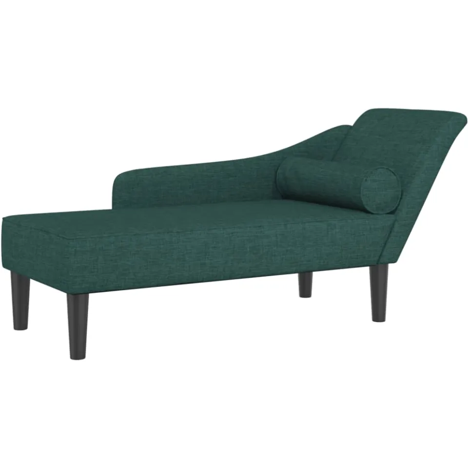 vidaXL Chaise longue met kussens stof donkergroen