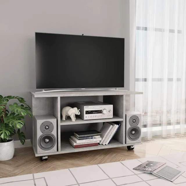 vidaXL Tv-meubel met wieltjes 80x40x45 cm bewerkt hout betongrijs grijs, foto 2
