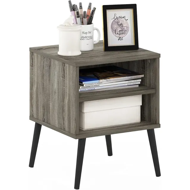 Furinno Claude Bijzettafel Hout - Frans Eiken Grijs