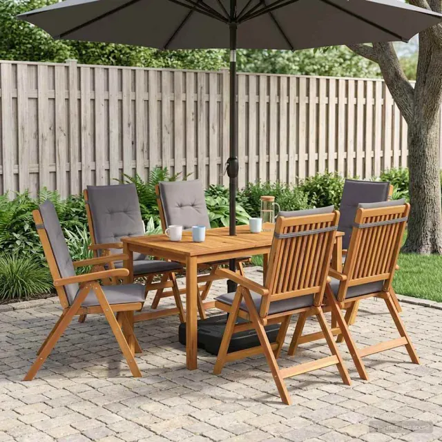 vidaXL 7-Piece Garden Dining Set 6-zits Antraciet Massief Acaciahout, foto 2