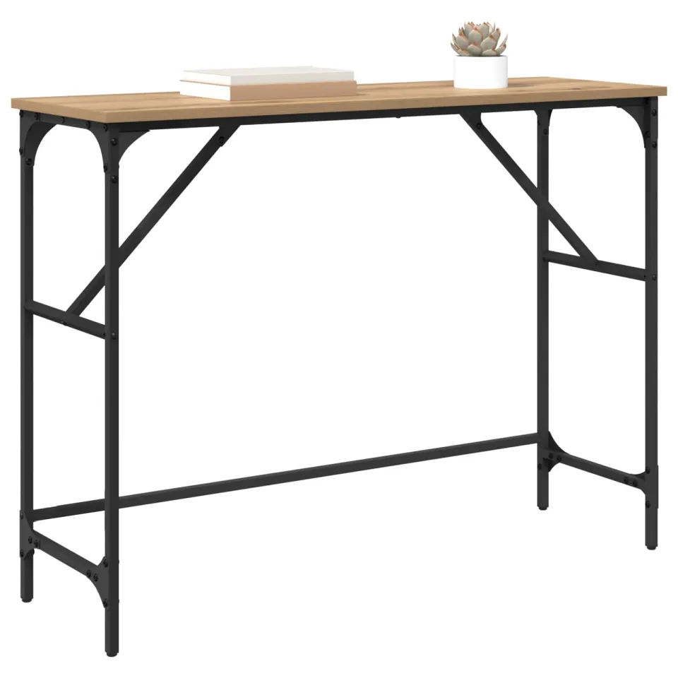 vidaXL Wandtafel Artisan Eiken 100 x 32 x 75 cm Bewerkt hout Bruin