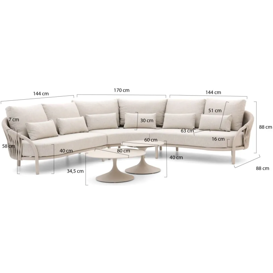 Suns Feroli/Nova hoek loungeset 5-delig taupe, foto 2
