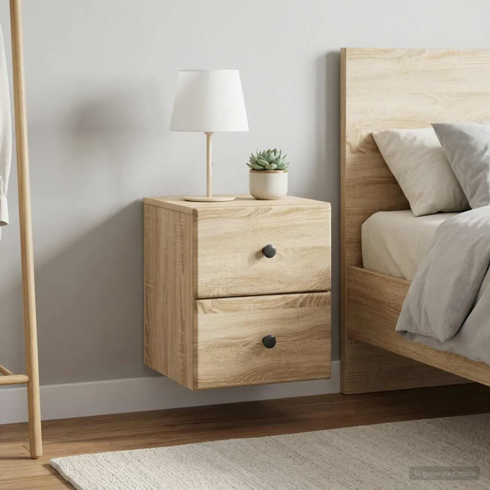 vidaXL Wandbeugel Bedkast 2 st Sonoma Eiken 34,5 x 33 x 40 cm, foto 4