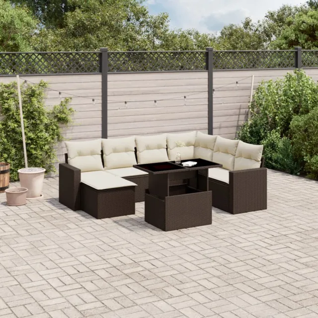 vidaXL 8-delige Loungeset met kussens poly rattan bruin, foto 2