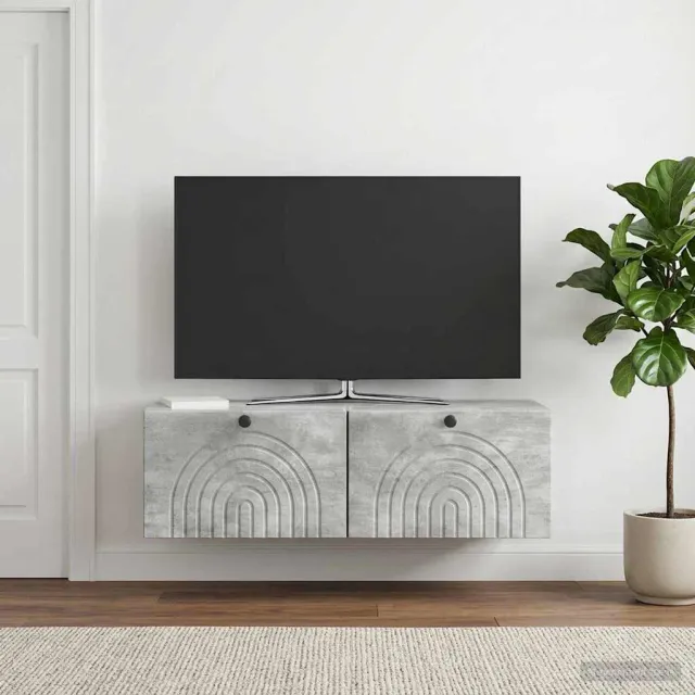 vidaXL Wandbeugel TV-kast 99 x 41 x 30 cm Betongrijs grijs, foto 2
