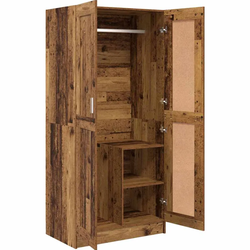vidaXL Kledingkast Oudhout 82,5 x 51,5 x 180 cm Bewerkt hout bruin, foto 2