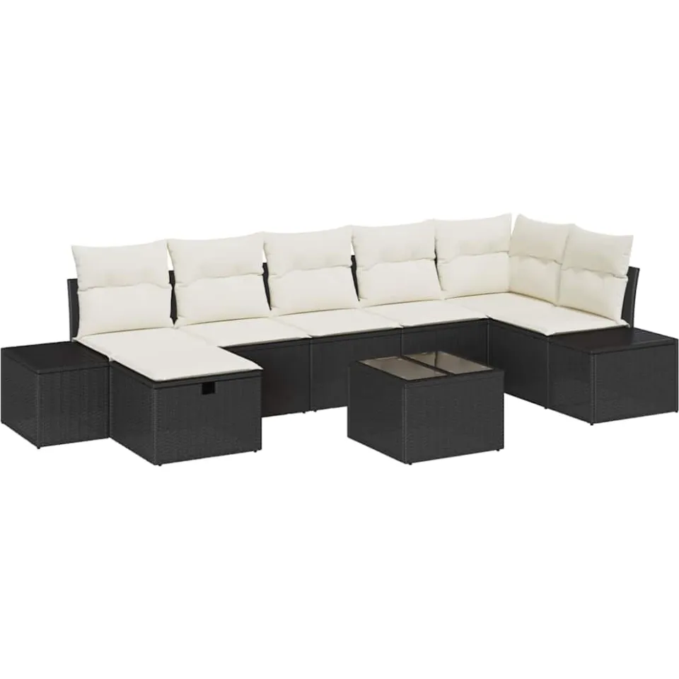 vidaXL Tuin Sofa Set 8 st Zwart poly rattan