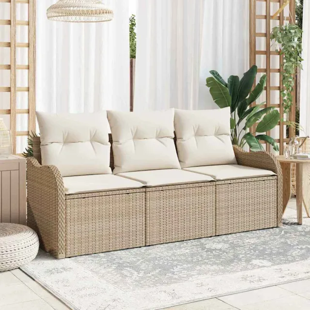 vidaXL Tuinbankenset 3 st Beige poly rattan, foto 2