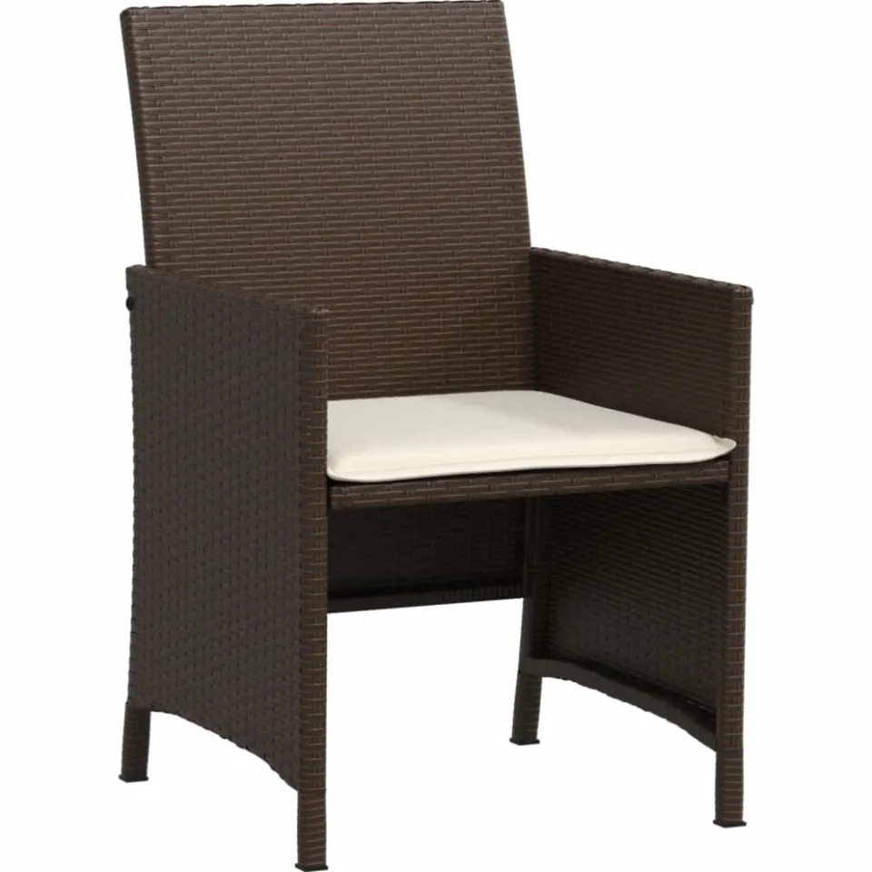 vidaXL 3-delige Bistroset met kussens poly rattan bruin, foto 4